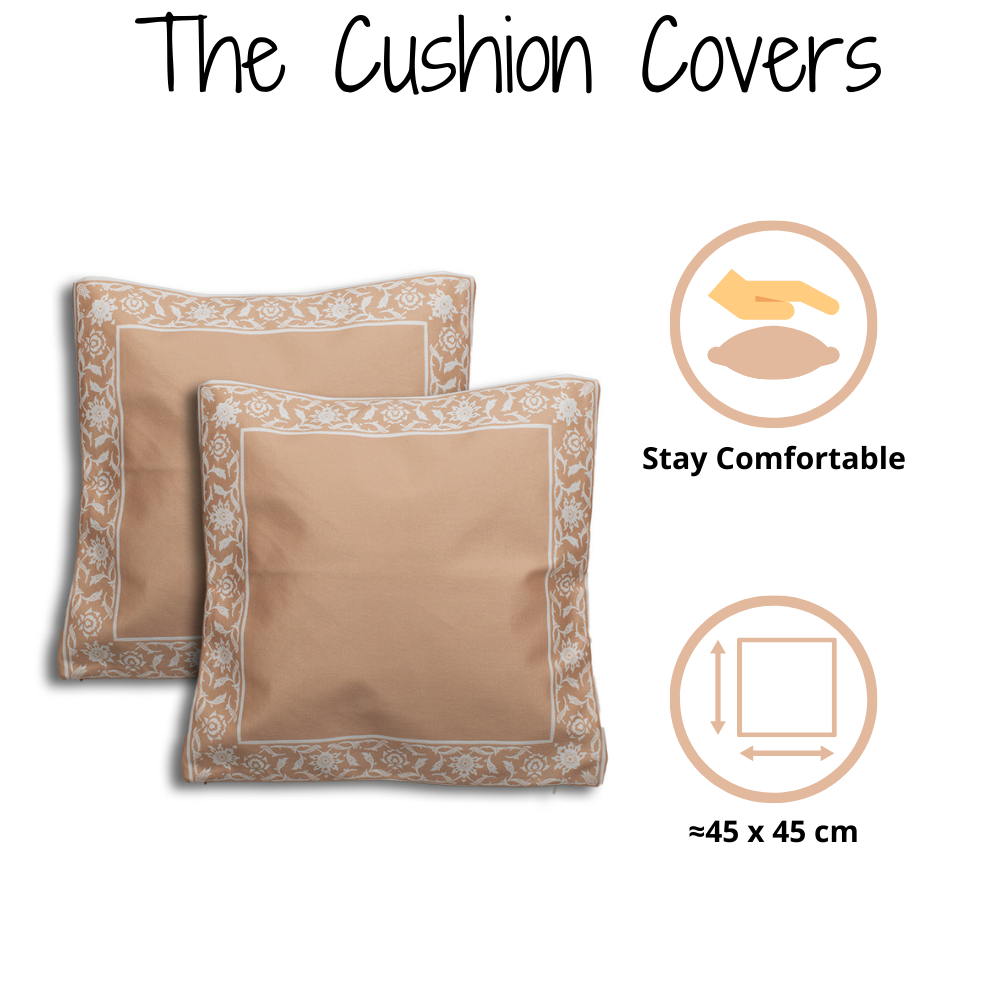 Prayer Mat & 2 Cushion Covers - Beige