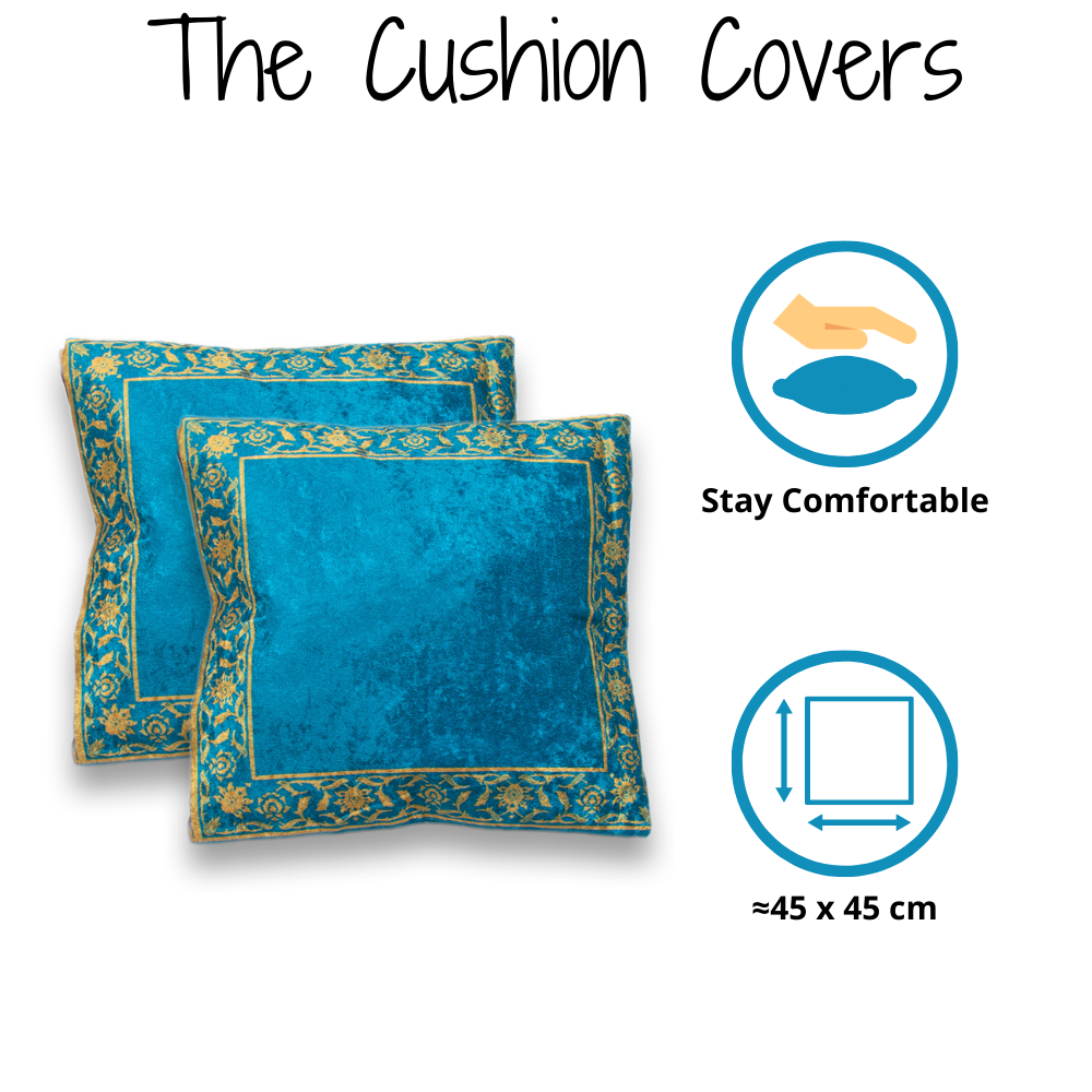Prayer Mat & 2 Cushion Covers - Turquoise