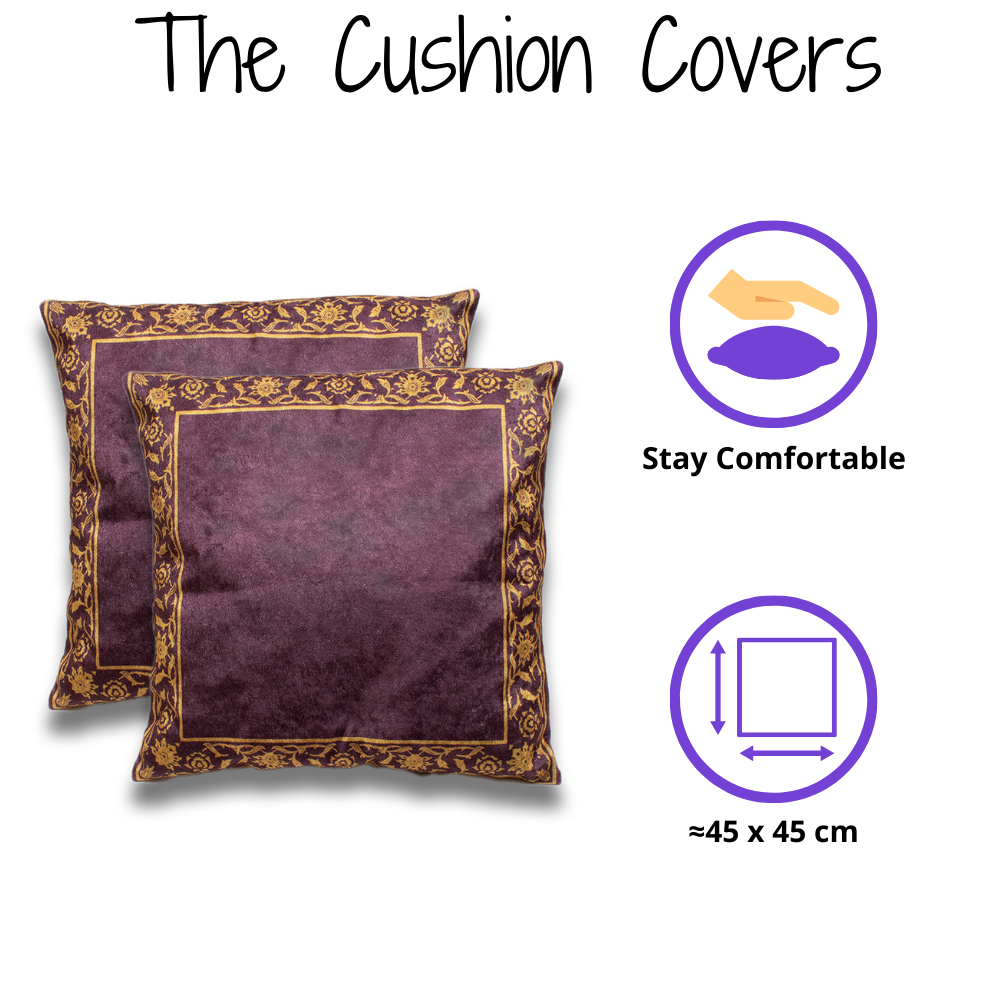 Prayer Mat & 2 Cushion Covers - Plum Purple