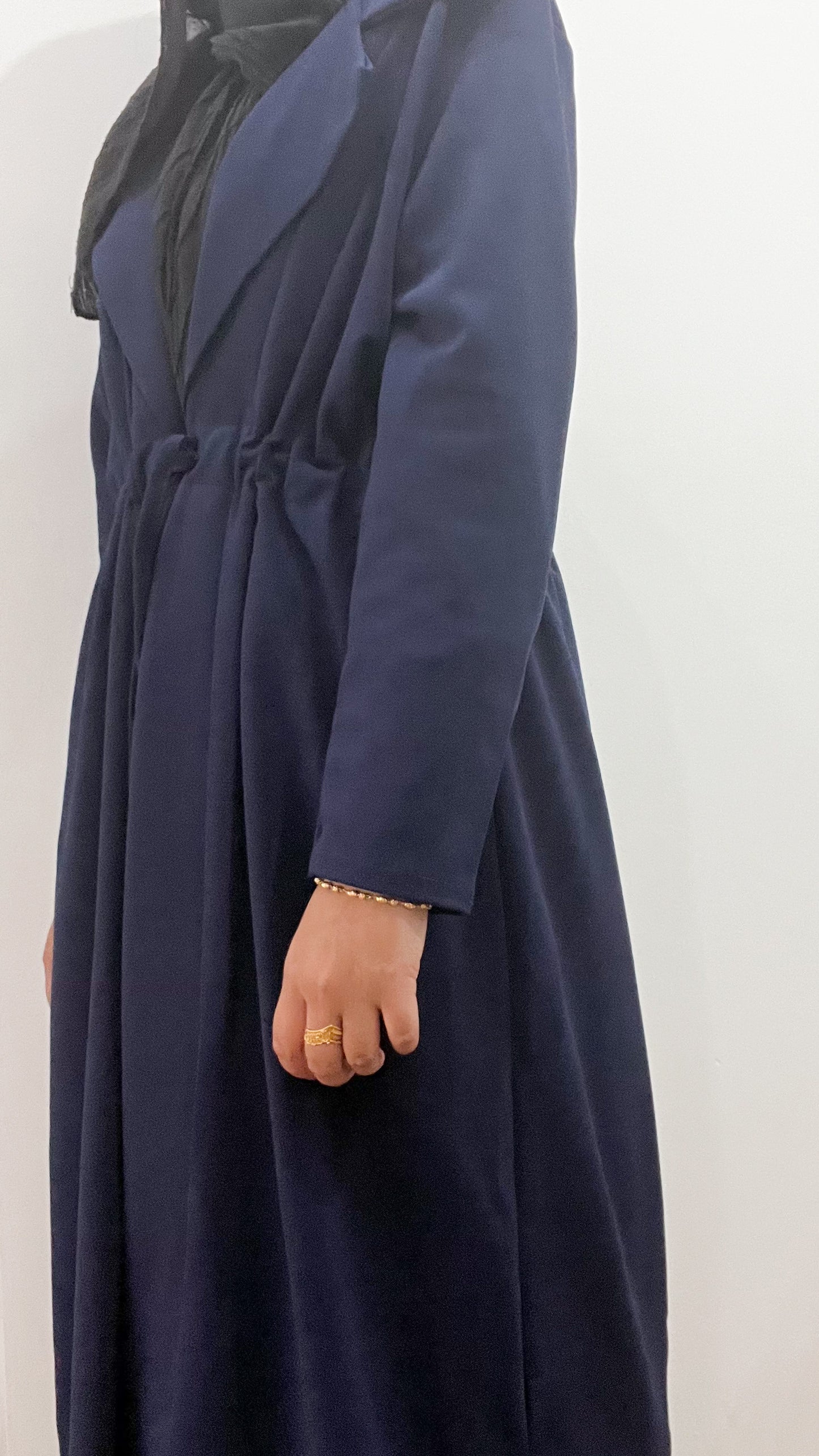 Elegant Navy Blue Long Cardigan