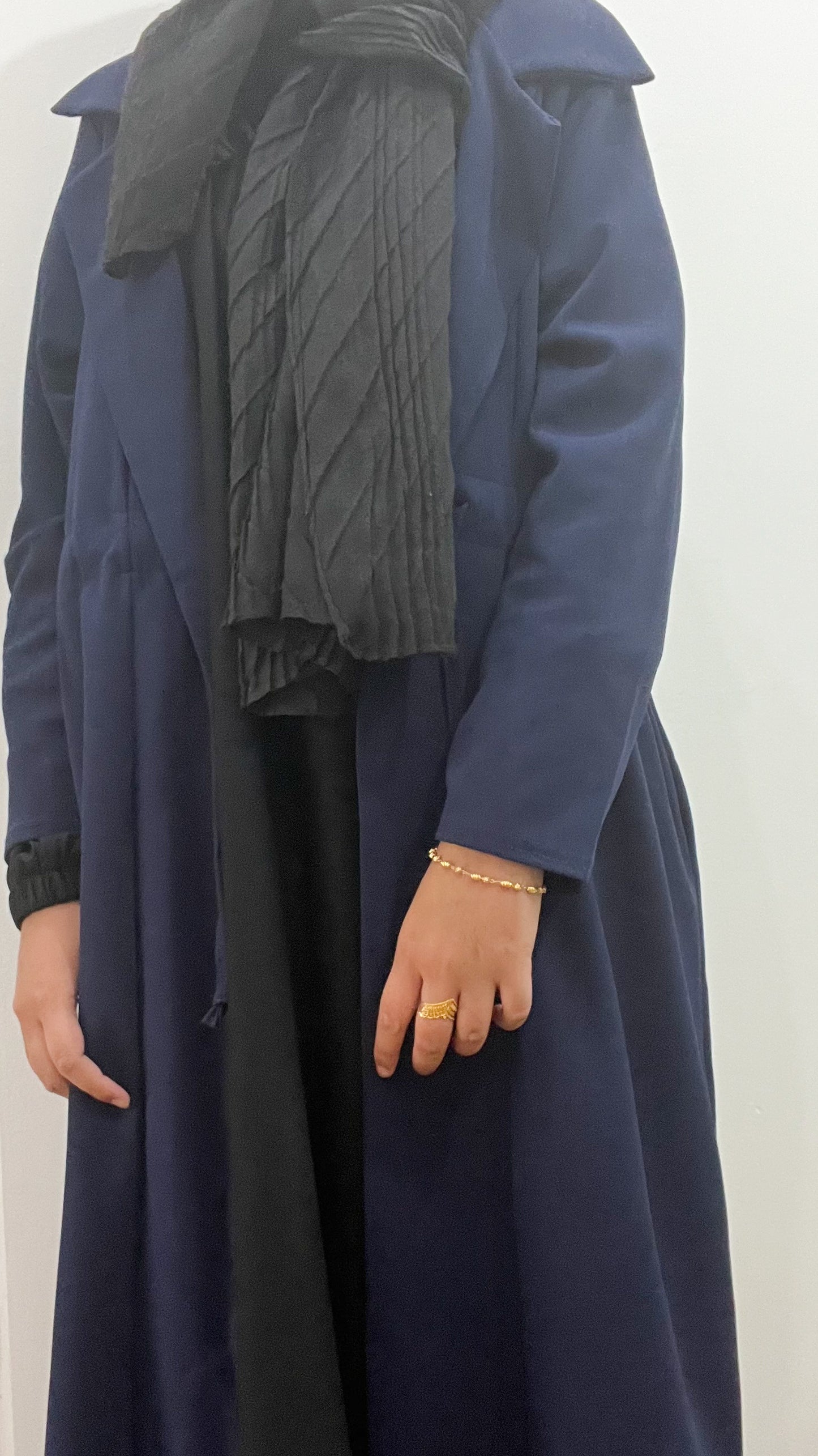 Elegant Navy Blue Long Cardigan