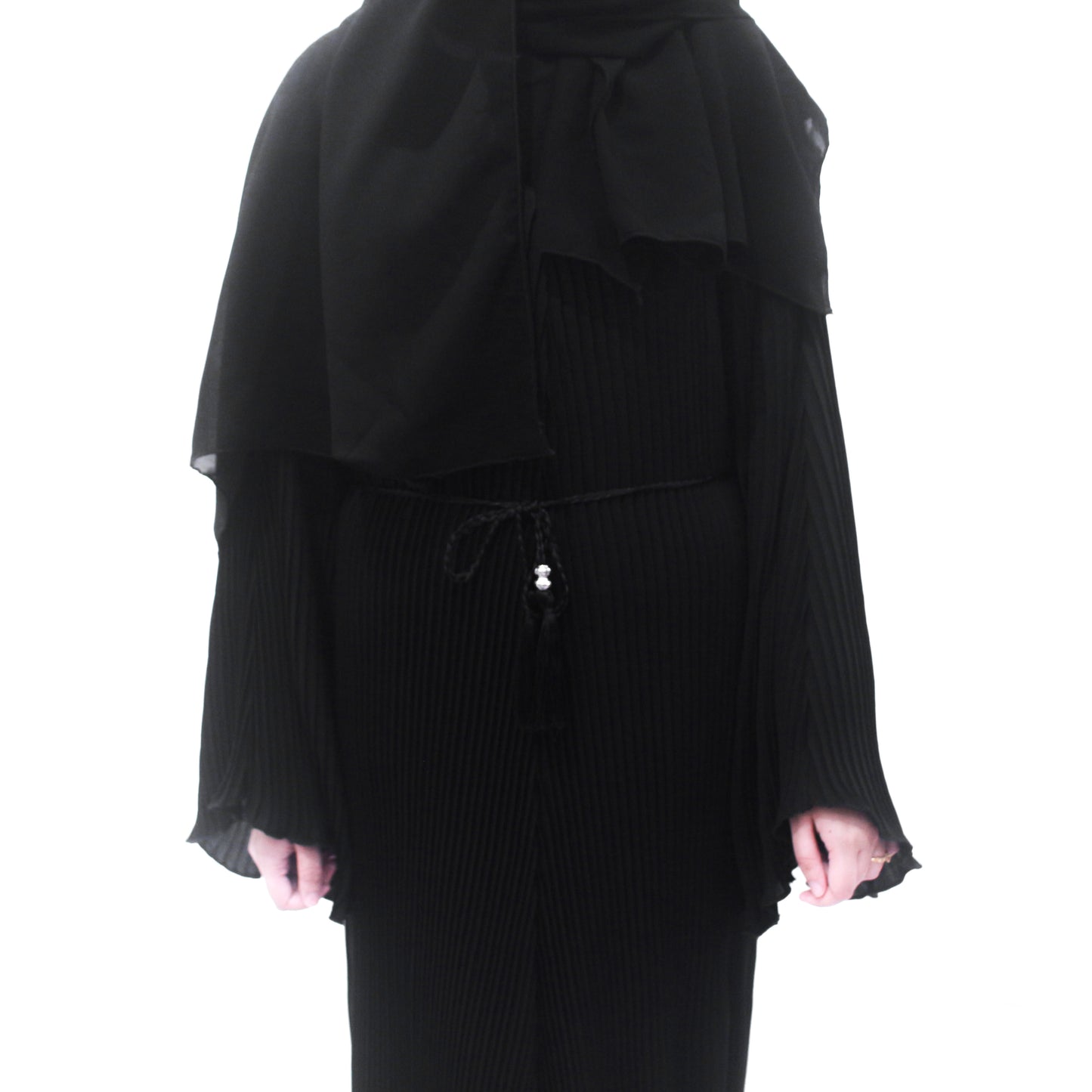 Hafsah Black Pleated Abayah