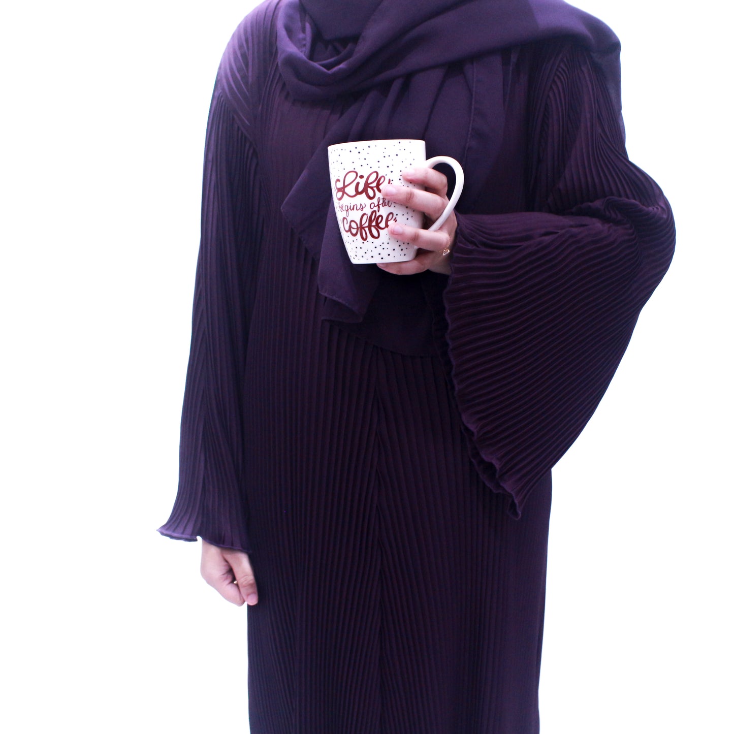 Hafsah Maroon  Pleated Abayah