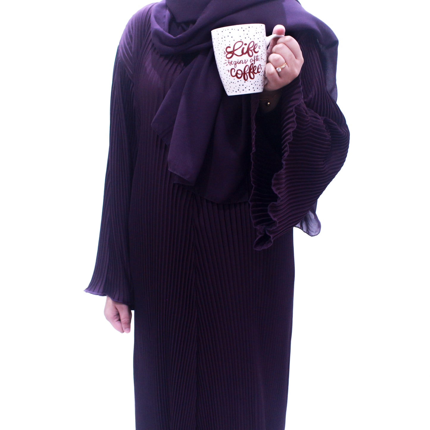 Hafsah Maroon  Pleated Abayah