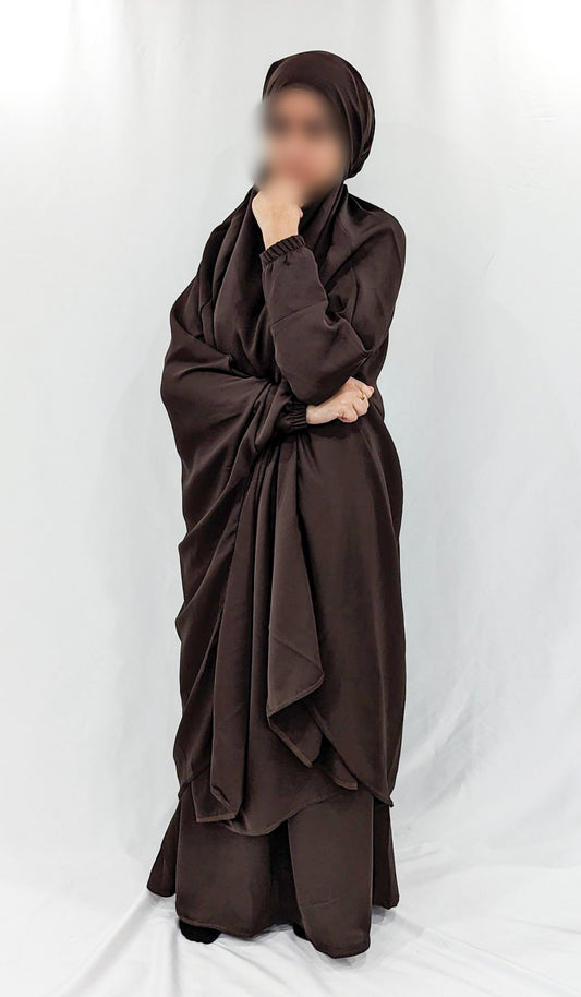 Ramla Chocolate Brown Two Piece  Jilbaab