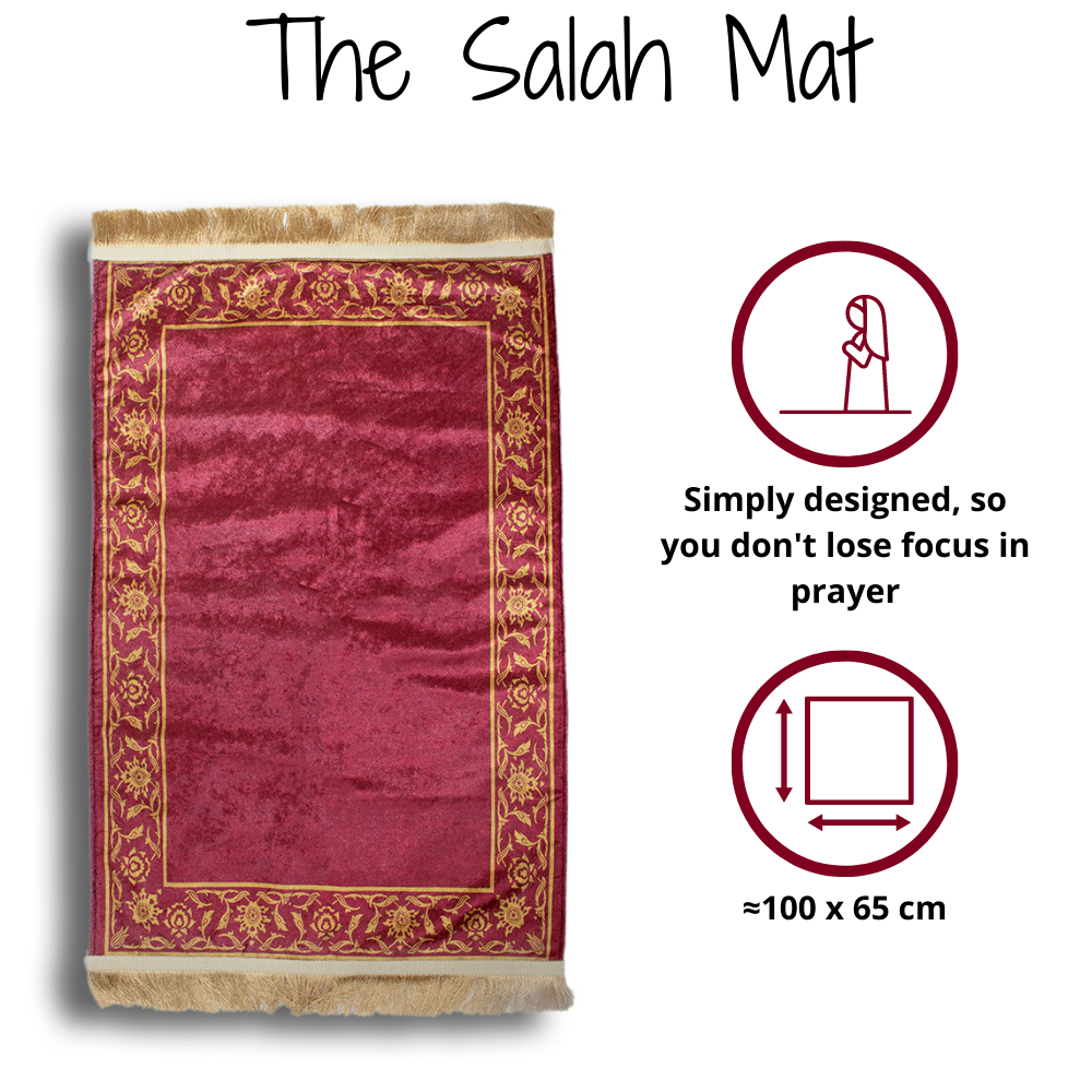 Prayer Mat & 2 Cushion Covers - Burgundy red
