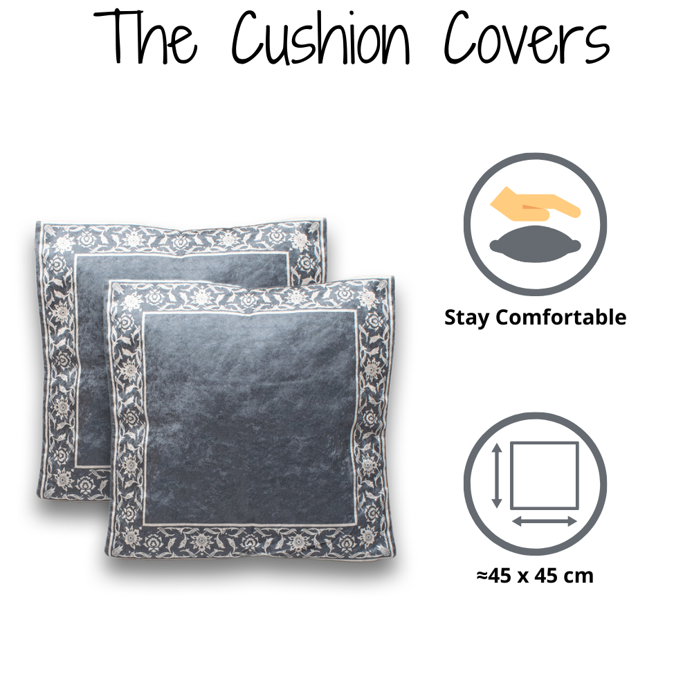 Prayer Mat & 2 Cushion Covers - Stone Grey
