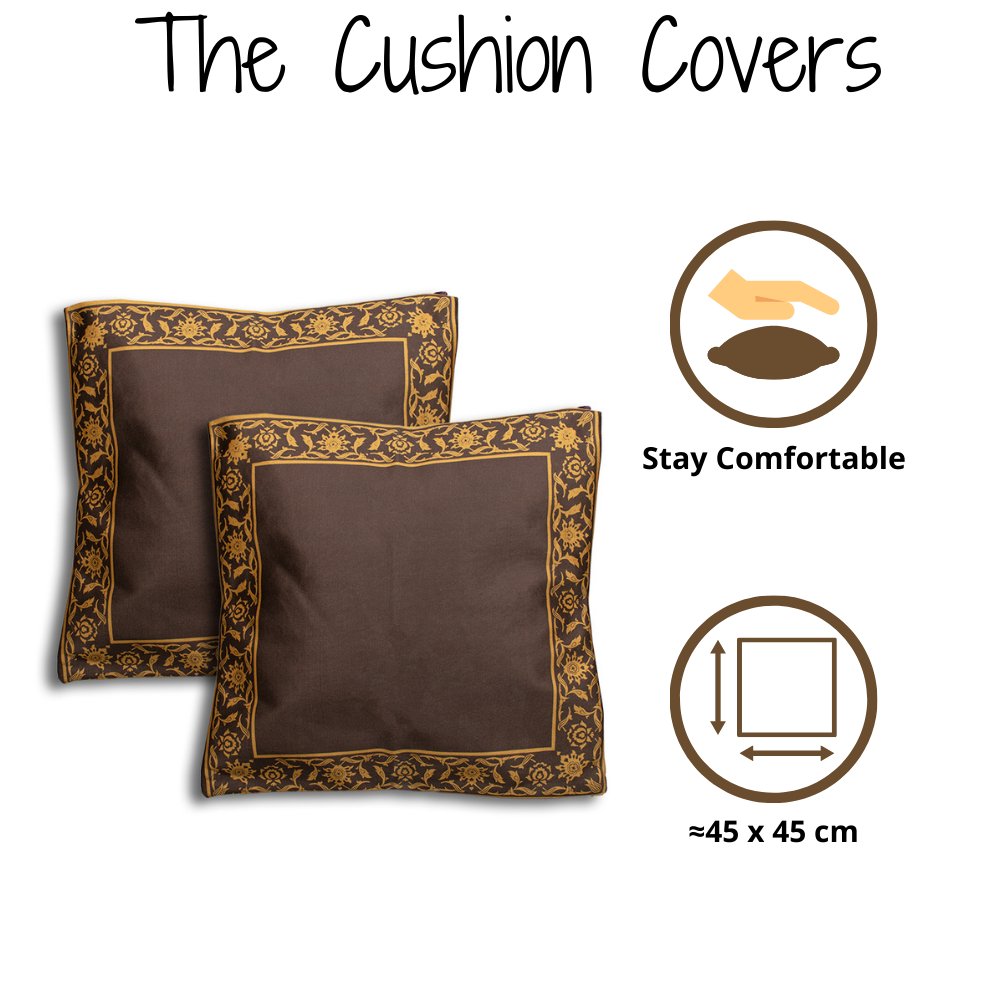 Prayer Mat & 2 Cushion Covers - Brown